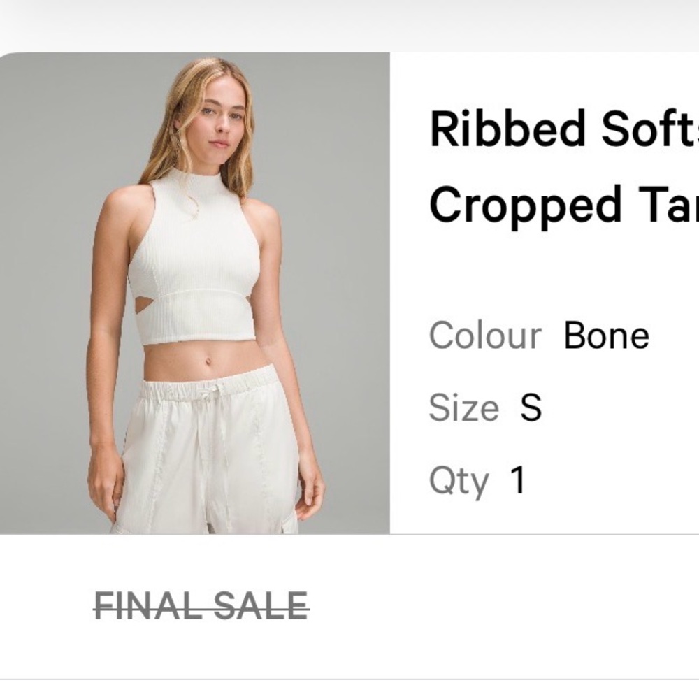 lululemon athletica Ribbed Mock-Neck Cropped Tank - Bone